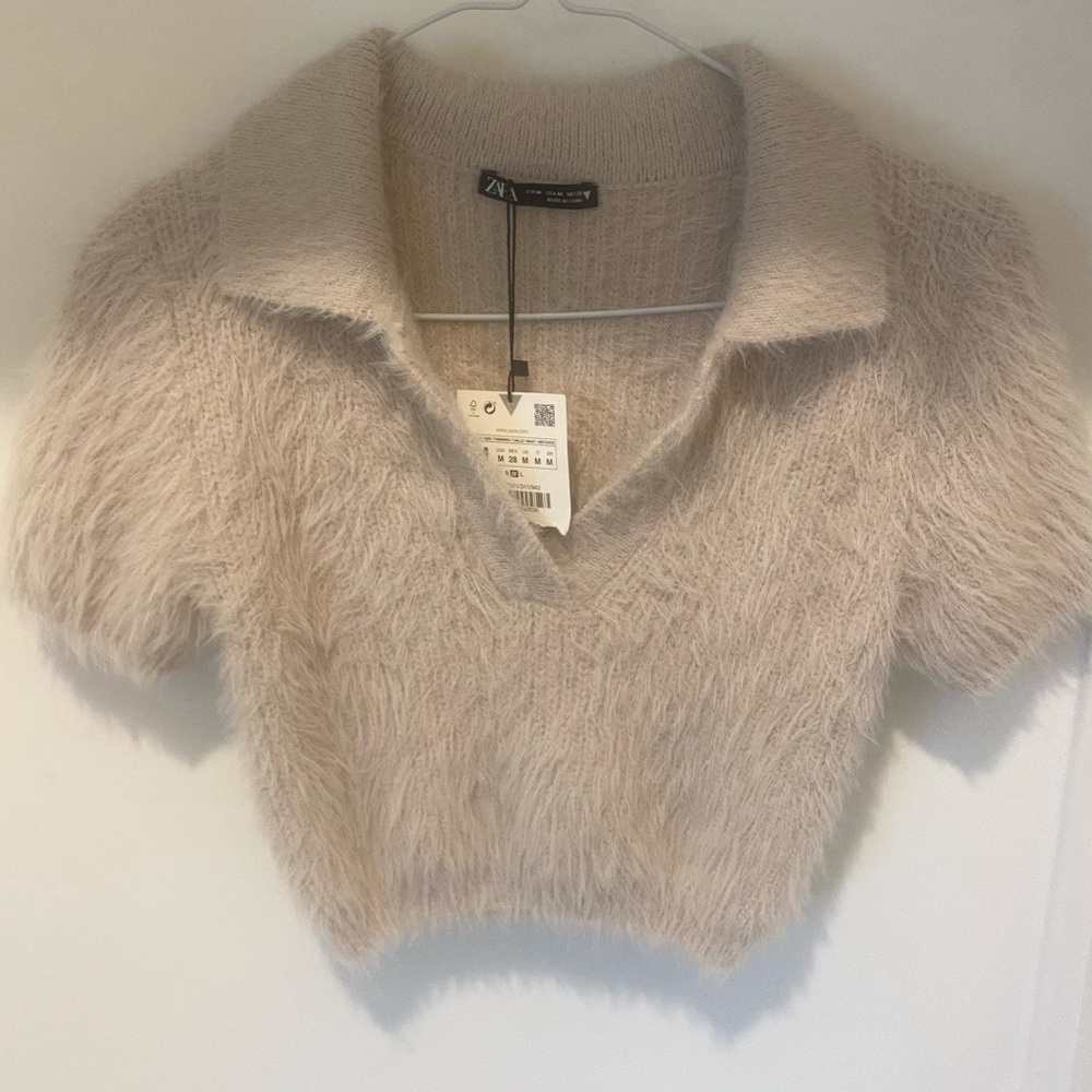 NWT ZARA faux fur polo shirt - Picture 10 of 14